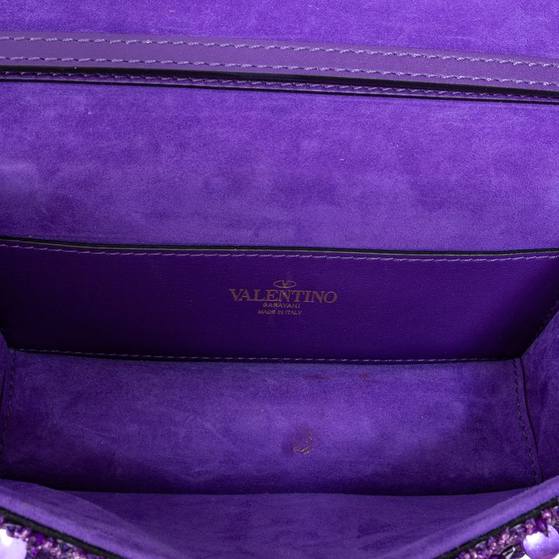 Bolsa-Valentino-Garavani-Loco-Bordada-Roxa