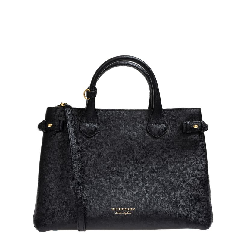 Bolsa-Burberry-Trimmed-Banner-House-Check-Couro-Preta