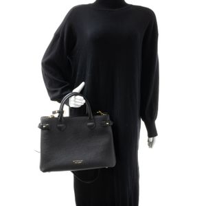 Bolsa Burberry Trimmed Banner House Check Couro Preta