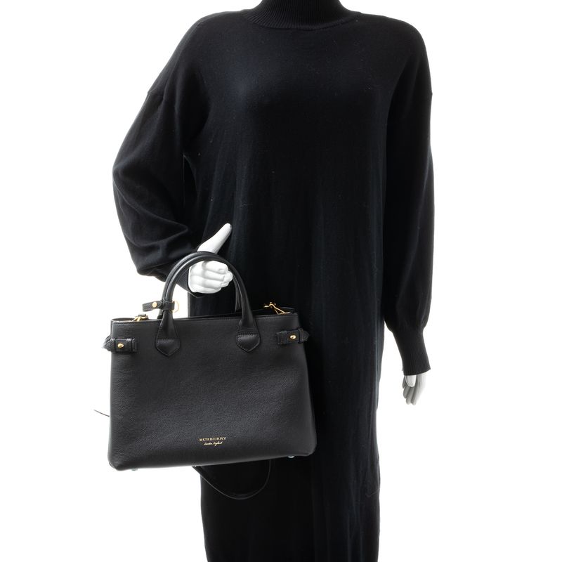 Bolsa-Burberry-Trimmed-Banner-House-Check-Couro-Preta