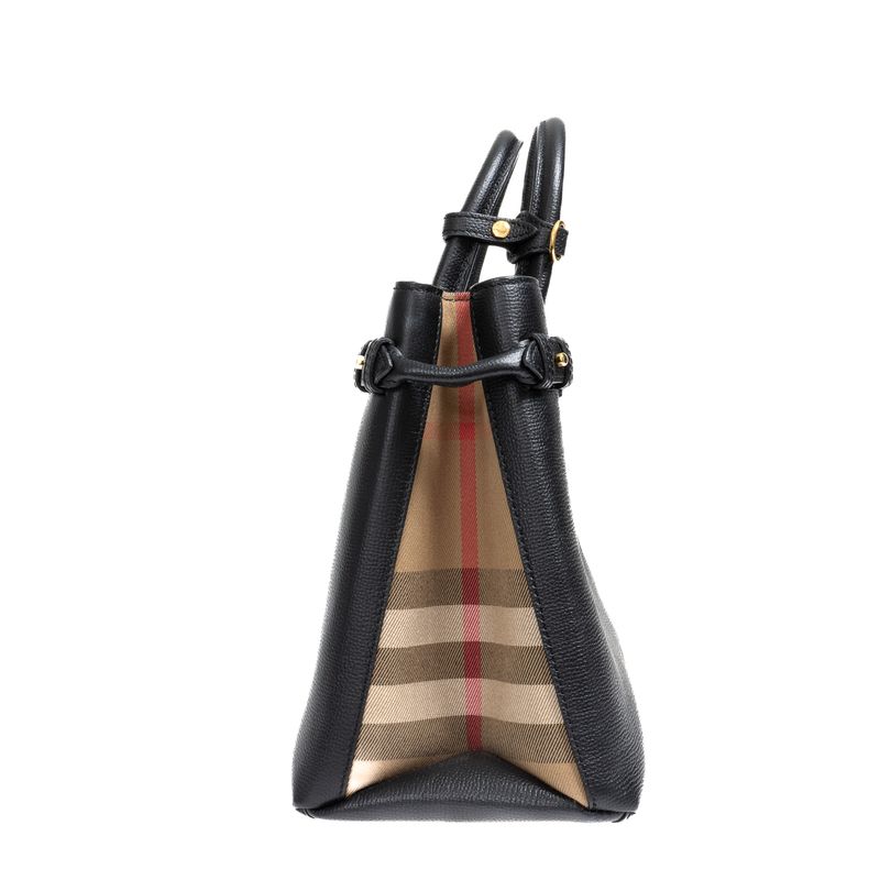 Bolsa-Burberry-Trimmed-Banner-House-Check-Couro-Preta