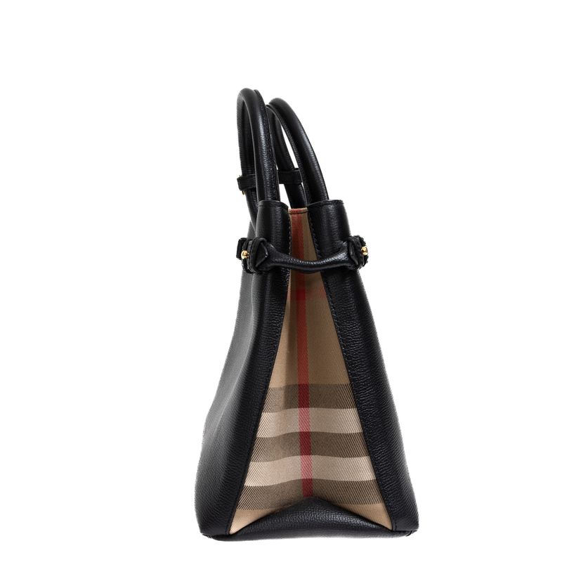 Bolsa-Burberry-Trimmed-Banner-House-Check-Couro-Preta