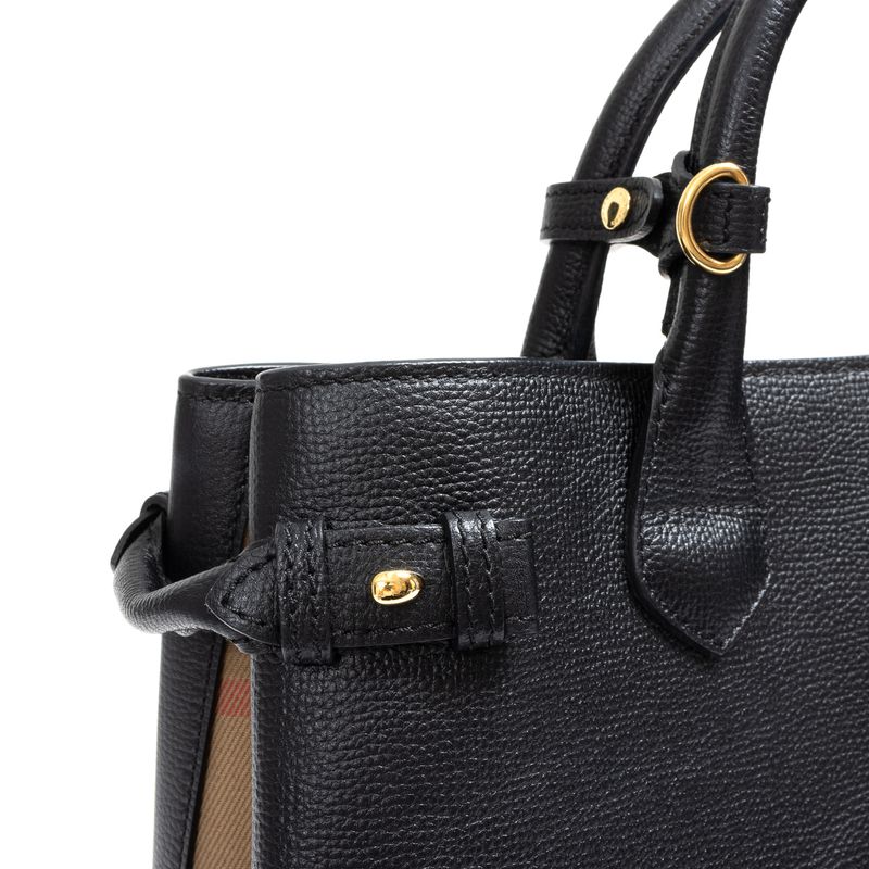 Bolsa-Burberry-Trimmed-Banner-House-Check-Couro-Preta