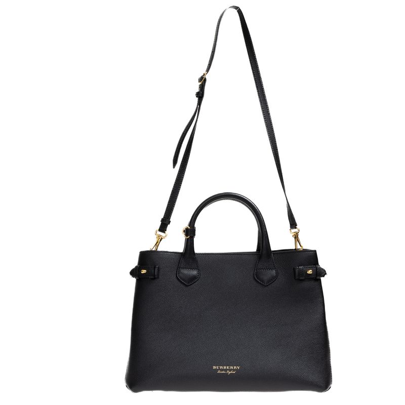 Bolsa-Burberry-Trimmed-Banner-House-Check-Couro-Preta