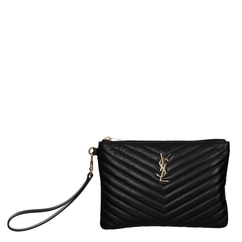 Clutch-Saint-Laurent-Matelasse-Preta-