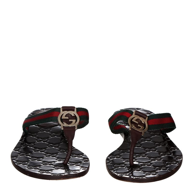 Rasteira-Gucci-Guccissima-Web-Marrom