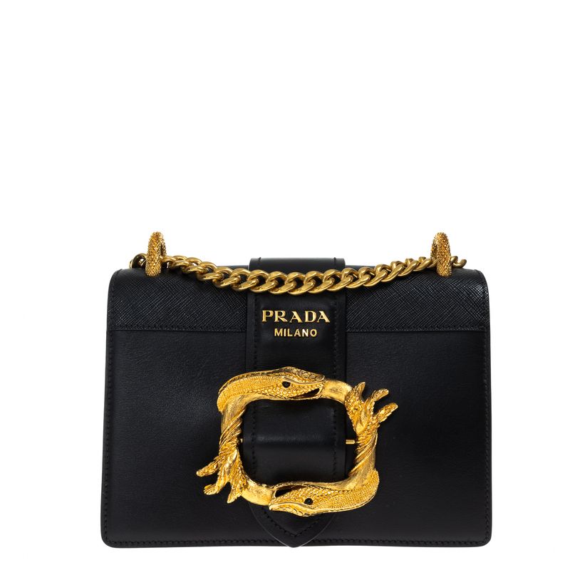 Bolsa-Prada-Cahier-Cobra-Saffiano-Preto