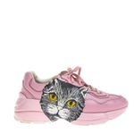 Tenis-Gucci-Rhyton-Gato-Couro-Rosa