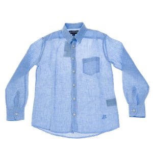 Camisa Vilebrequin Infantil Xadrez Branco e Azul