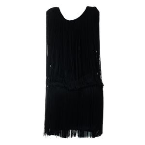 Vestido Jasmine Di Milo Malha Franjas Preto