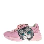 Tenis-Gucci-Rhyton-Gato-Couro-Rosa
