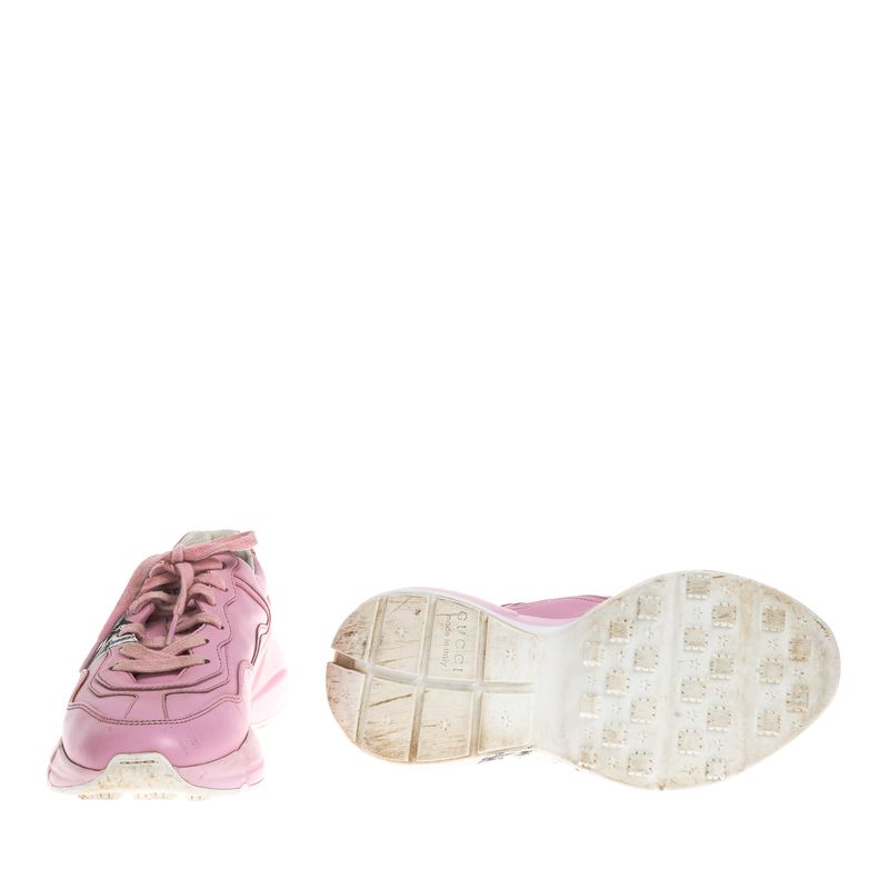 Tenis-Gucci-Rhyton-Gato-Couro-Rosa