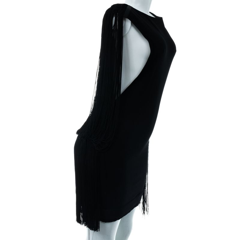 Vestido-Jasmine-Di-Milo-Malha-Franjas-Preto