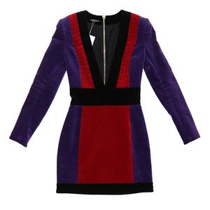 Vestido Balmain Veludo Roxo e Vermelho