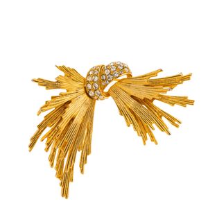 Broche Filetes Dourados e Cristais