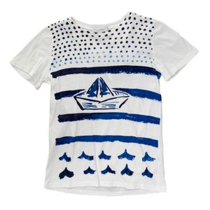 Camiseta Burberry Infantil Barco Branca