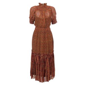 Vestido Proenza Schouler Seda Estampado Vermelho e Amarelo