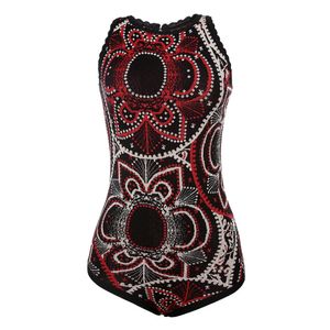 Body Lolitta Tricô Preto e Vermelho