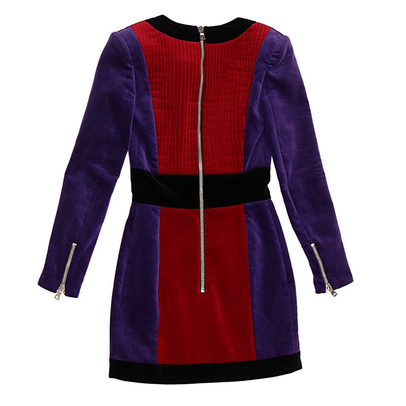 Vestido-Balmain-Veludo-Roxo-e-Vermelho