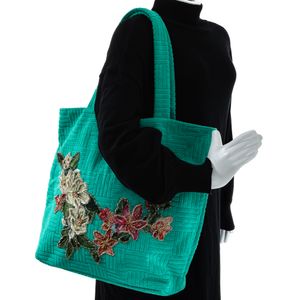Bolsa PatBo Atoalhada Bordada Verde