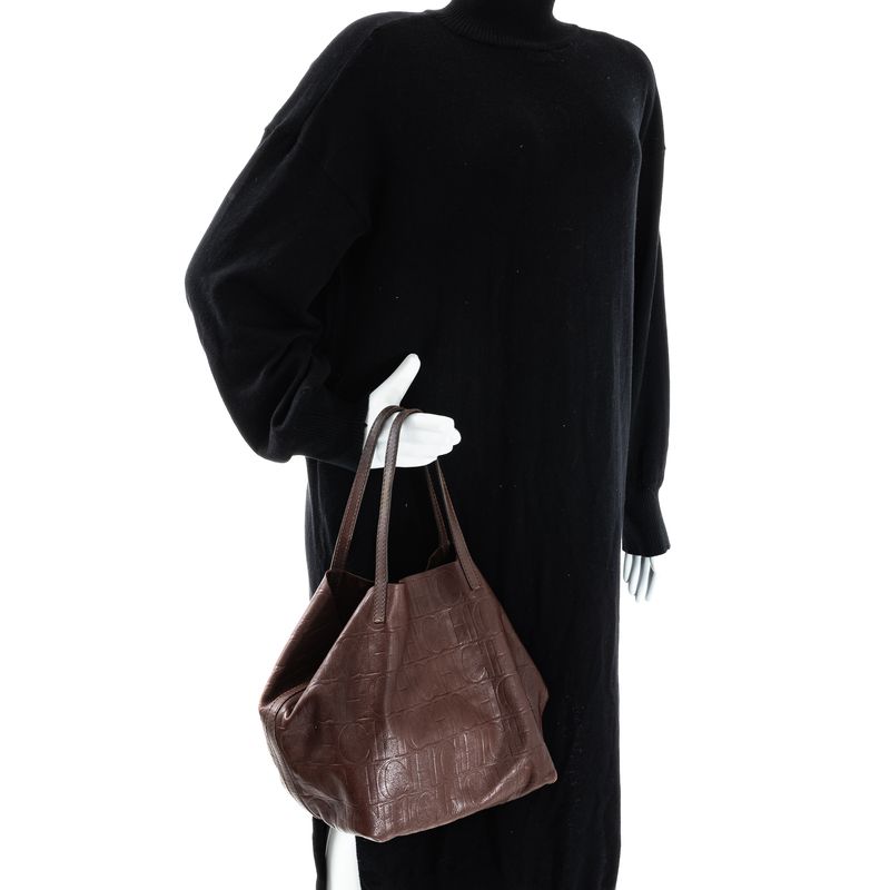 Bolsa-Carolina-Herrera-Tote-Couro-Marrom