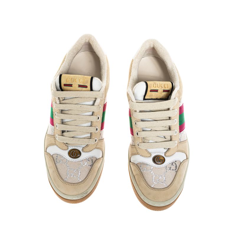 Tenis-Gucci-Screener-Couro-Bege