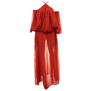 Vestido Debora Mangabeira Frente Única Fluído Laranja