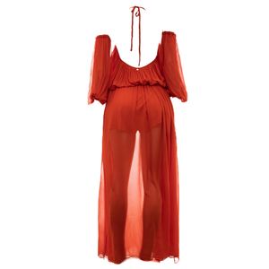 Vestido Debora Mangabeira Frente Única Fluído Laranja