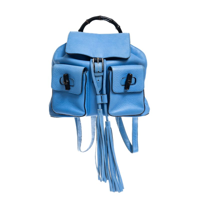 Mochila-Gucci-Bamboo-Couro-Azul