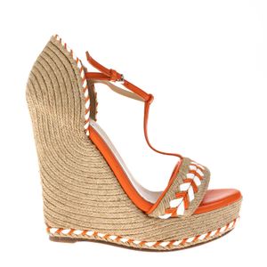 Anabela Gucci Ráfia e Couro Laranja