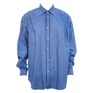 Camisa Zegna Sport Algodão Listrada Azul
