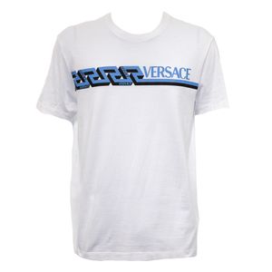 Camiseta Versace Estampa Azul Algodão Branca