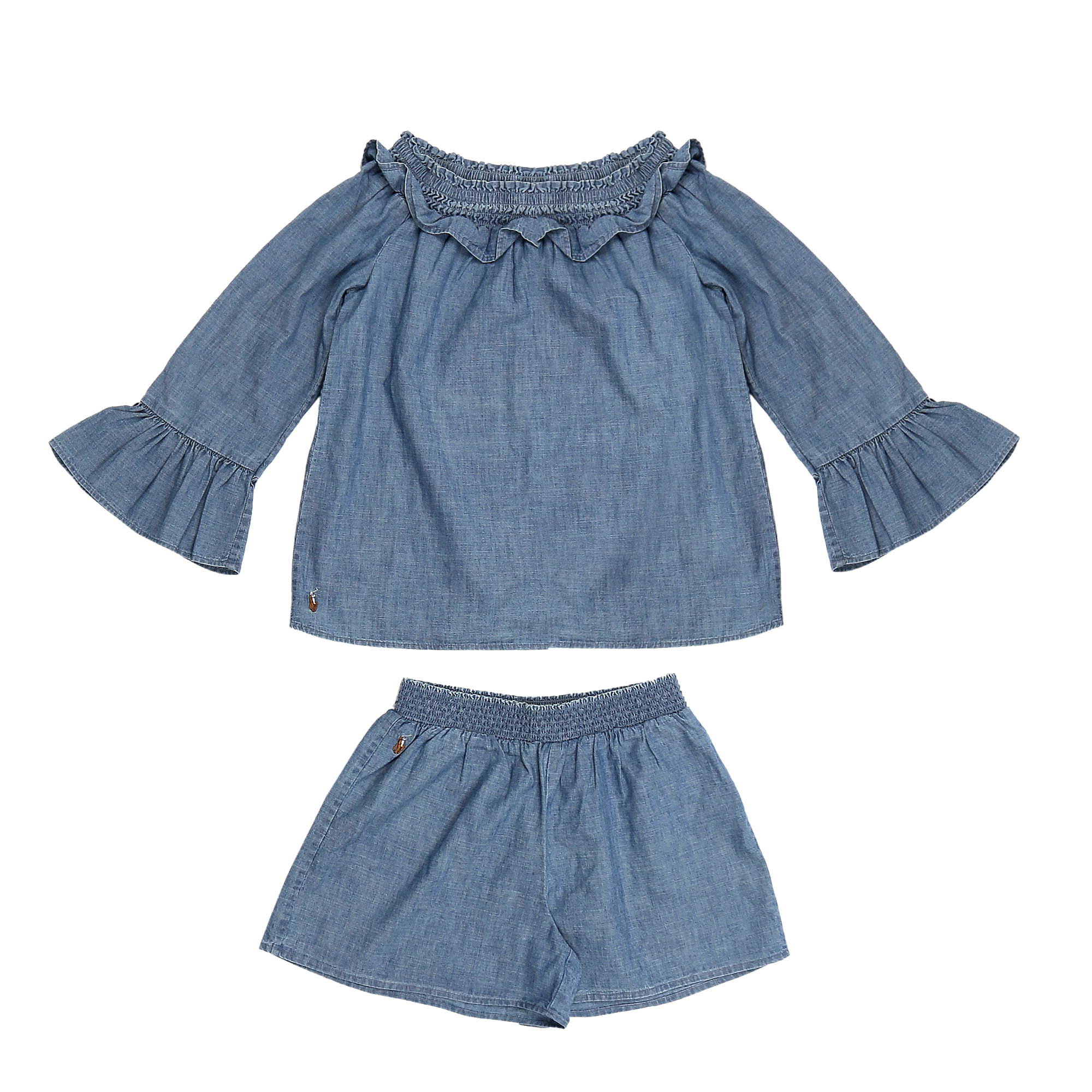 Conjunto Ralph Lauren Infantil Short e Blusa Jeans Brechó de