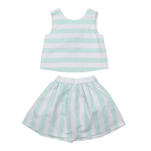 Conjunto Janie and Jack Blusa e Saia Listrado Verde e Branco