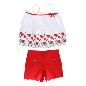 Conjunto Janie and Jack Blusa e Short Floral Vermelho