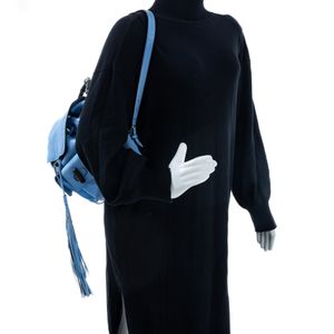 Mochila Gucci Bamboo Couro Azul