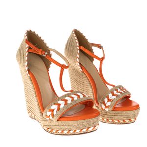Anabela Gucci Ráfia e Couro Laranja