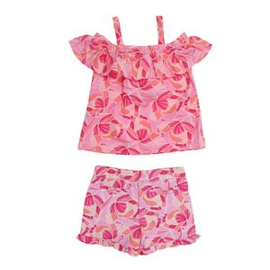 Conjunto Janie and Jack Blusa e Short Floral Rosa