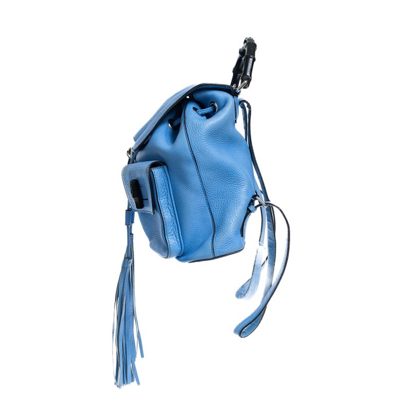 Mochila-Gucci-Bamboo-Couro-Azul