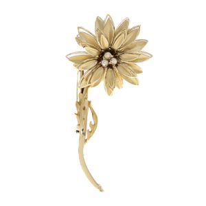 Broche Flor Dourada com Cristais