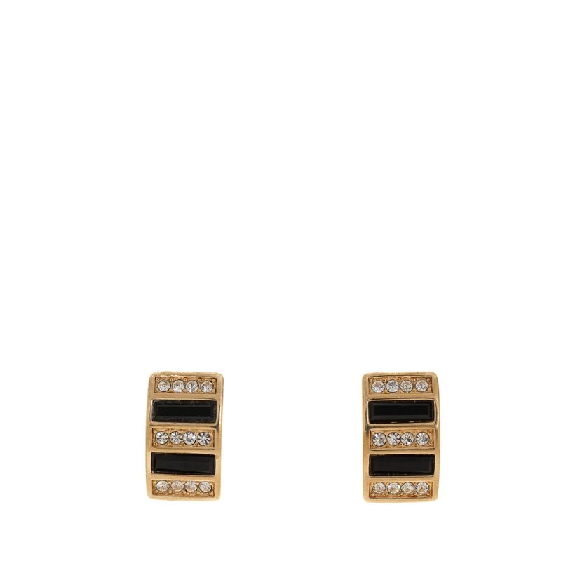 Brinco-Swarovski-Vintage-Retangulo-Dourado-e-Preto-com-Cristais