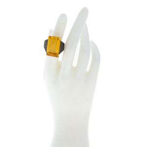 Anel Jack Vartanian Citrino e Diamantes Negros
