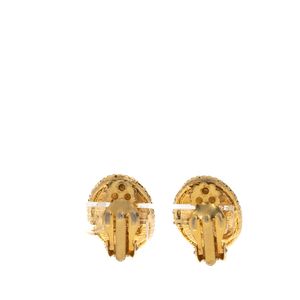 Brinco de Pressão Oval Dourado Com Pedras Verdes
