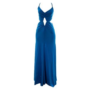 Vestido Tufi Duek Jersey Vazado Azul