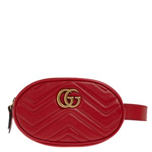 Bolsa Gucci Marmont GG Belt Couro Vermelha