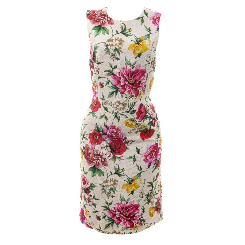 Vestido-Dolce---Gabbana-Jacquard-Branco-Florido