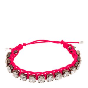 Pulseira Swarovski Corda Rosa e Cristais