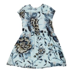 Vestido Burberry Seda Estampa Azul