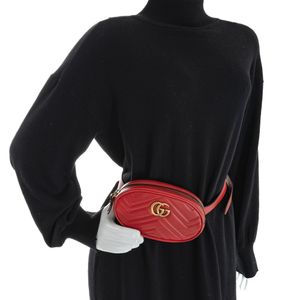 Bolsa Gucci Marmont GG Belt Couro Vermelha