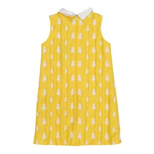 Vestido Charabia Infantil Estampa Gatos Amarelo